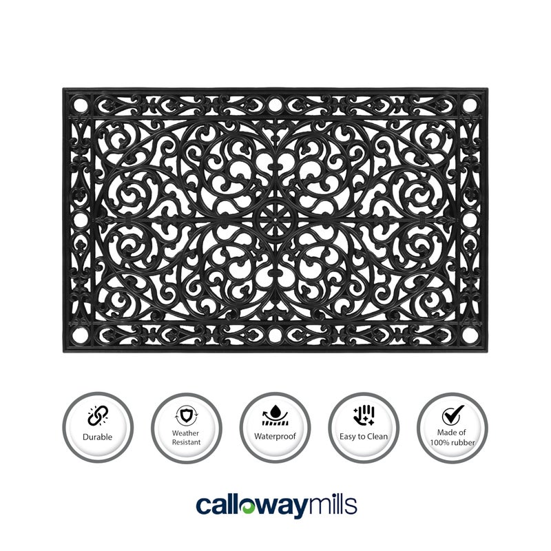 Calloway Mills AZ900222436 Gatsby Rubber Doormat, 24" x 36", Black - Image 3